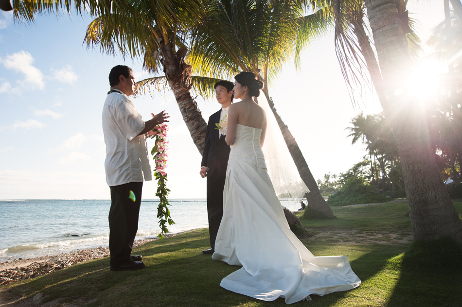 Bride and Groom Sunset Beach Wedding