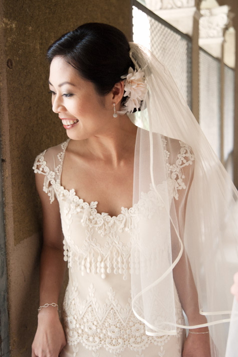 Bride anticipating wedding ceremony