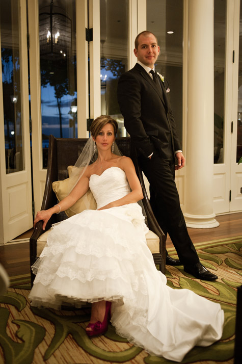 Bride and Groom at the Moana Surfrider