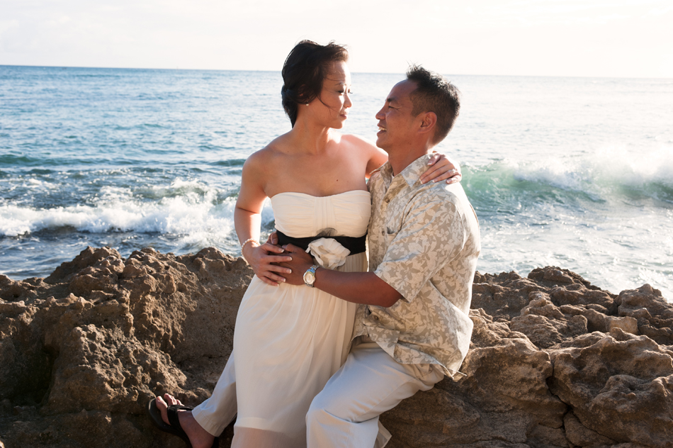 Couple embraces at beach
