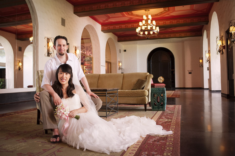 Bride and Groom Portrait at The Pink Palace