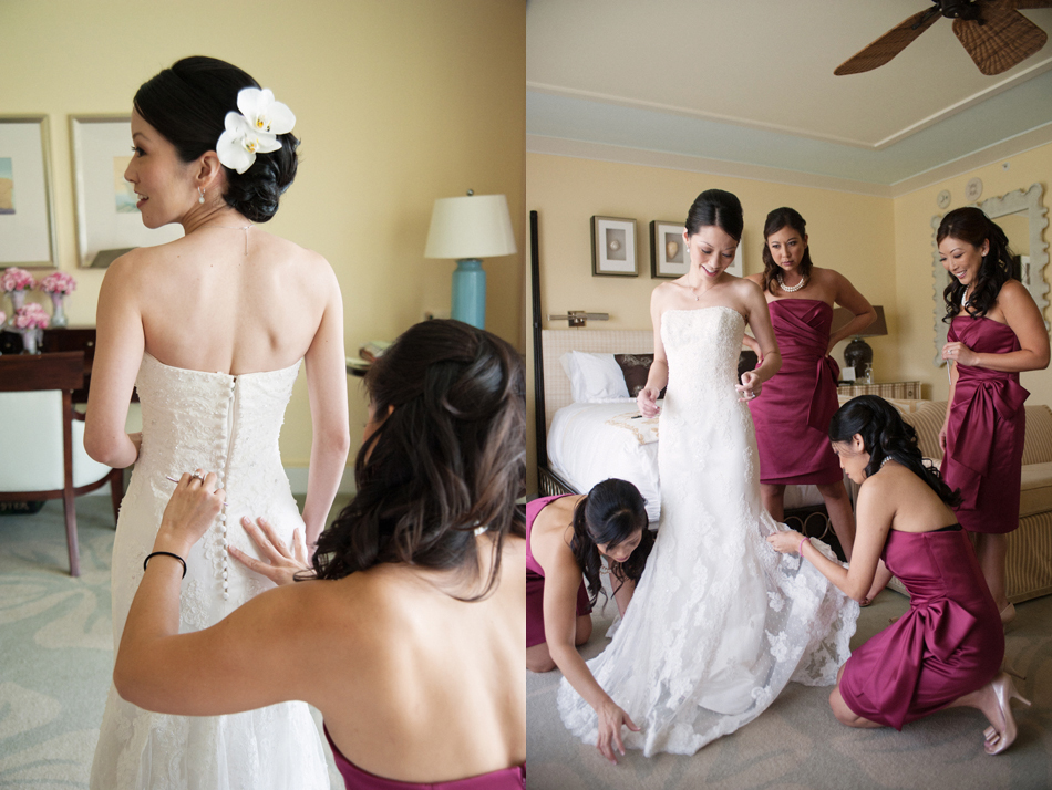 Courtney and Bridesmaids Getting Ready in Kahala Suite
