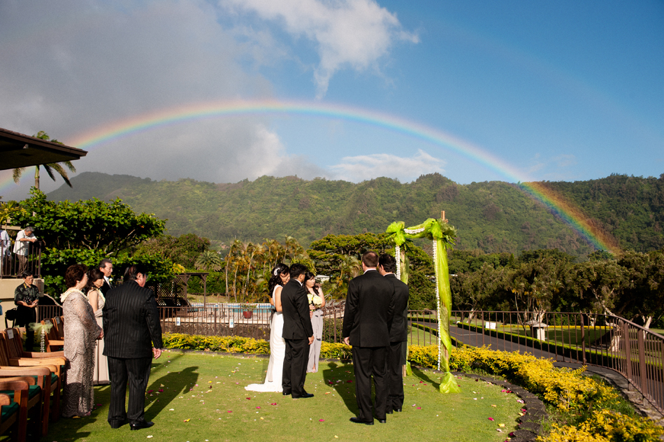 Rainbow over Oahu Country Club Wedding