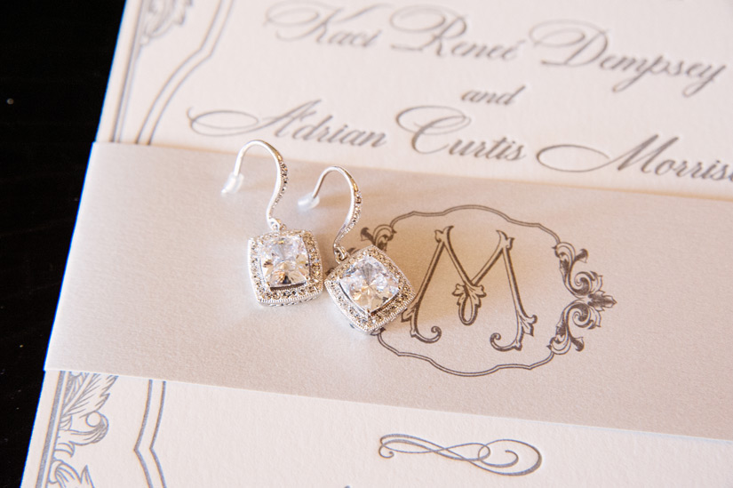 Diamond Earrings on Letterpress Invtation