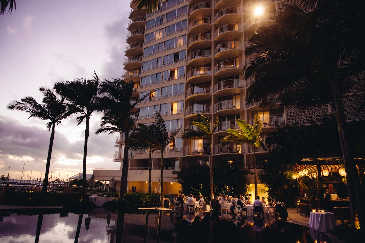 View of Modern Honolulu at Sunset