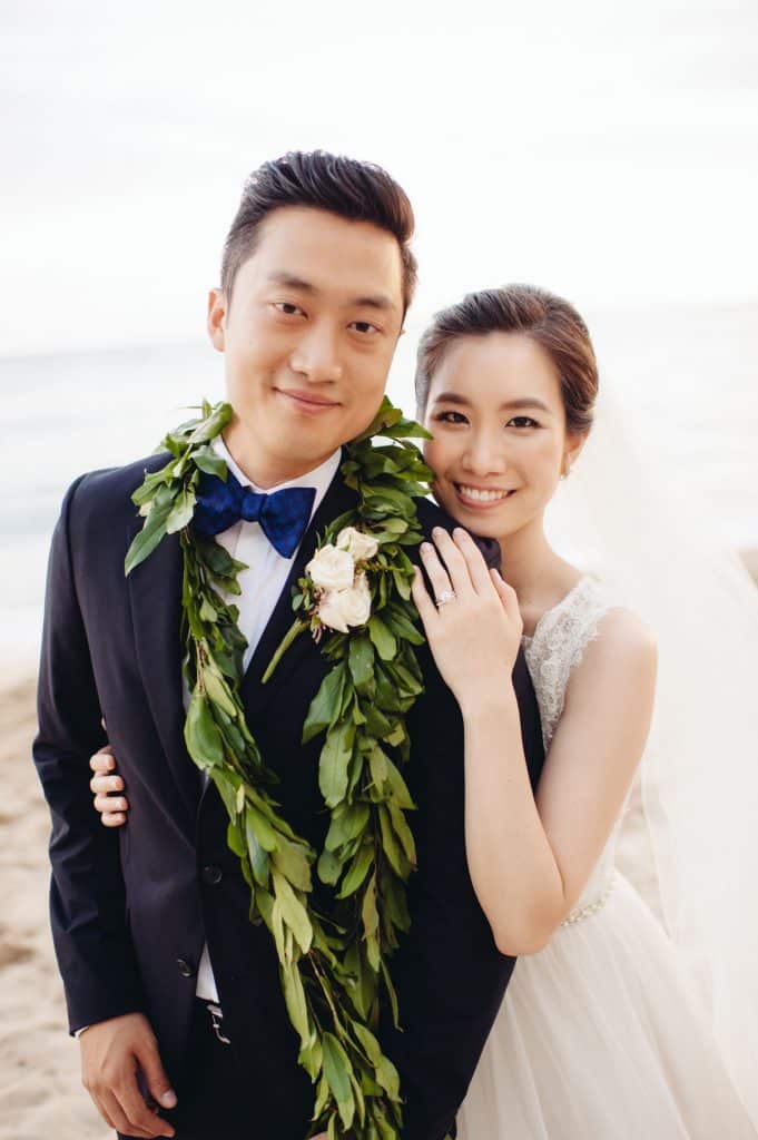 Groom in Tux with Maile Lei