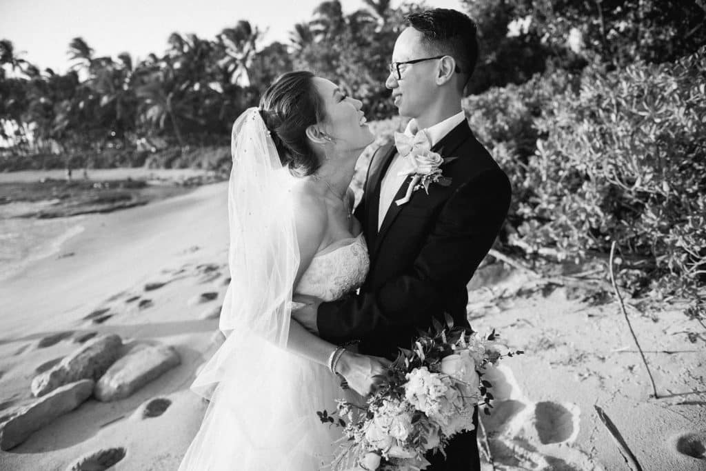 Black and White Portrait of Bride and Groom Lanikuhonua Phase 3