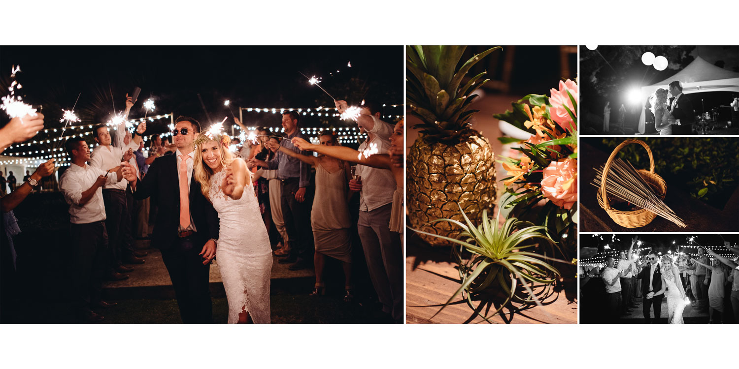 Wedding Sparkler Send Off at one of Hawaii's Top Outdoor Wedding Venues