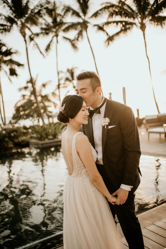 Four Seasons Resort Oahu Pool Deck Bridal Portrait