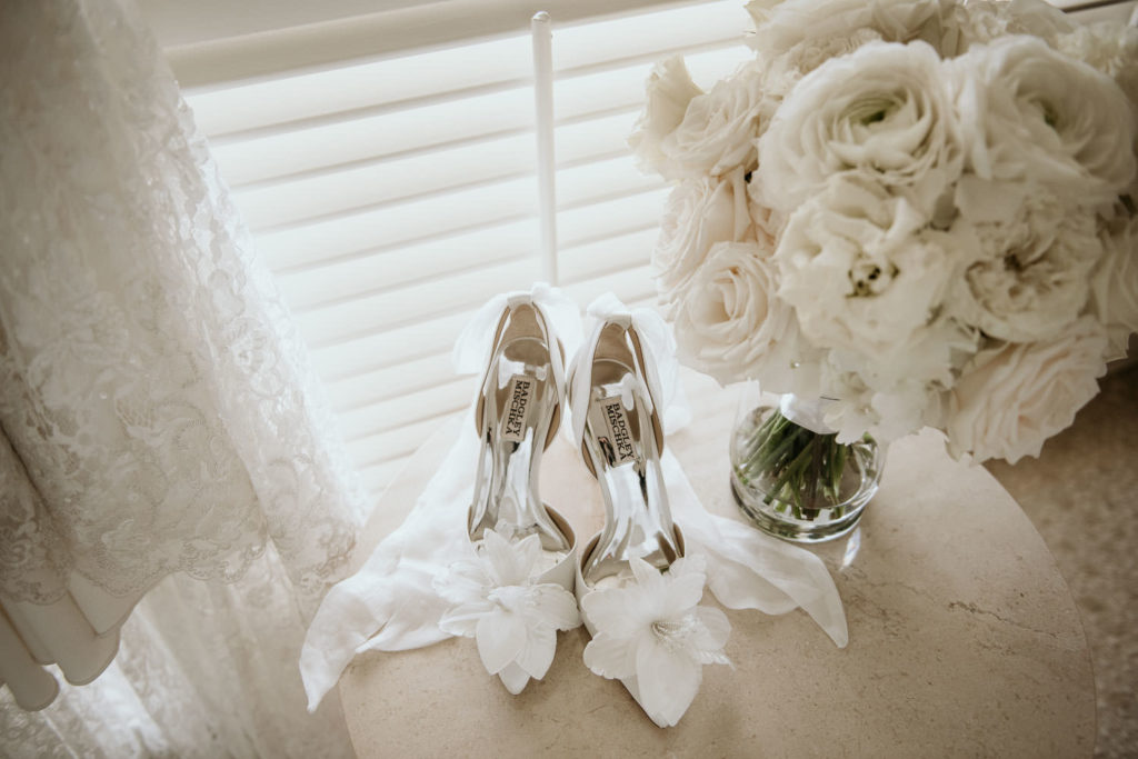 Badgley Mishka white bridal shoes