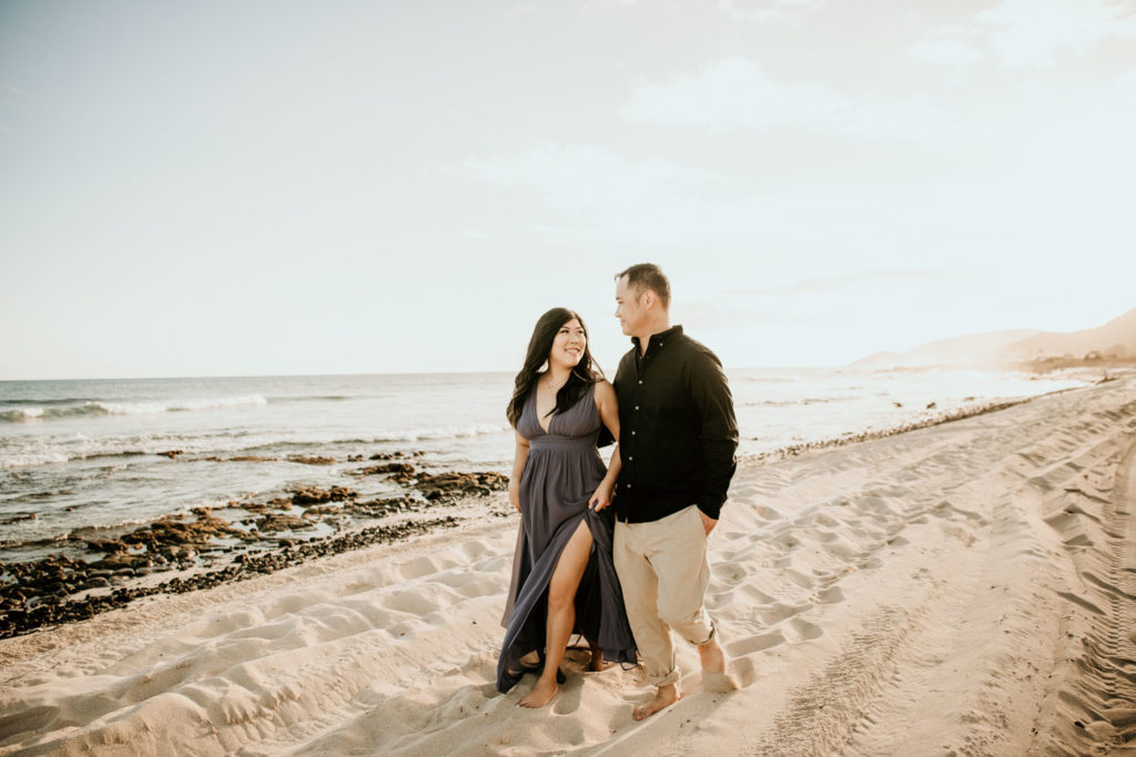 Bride and Groom walking during Engagement Session