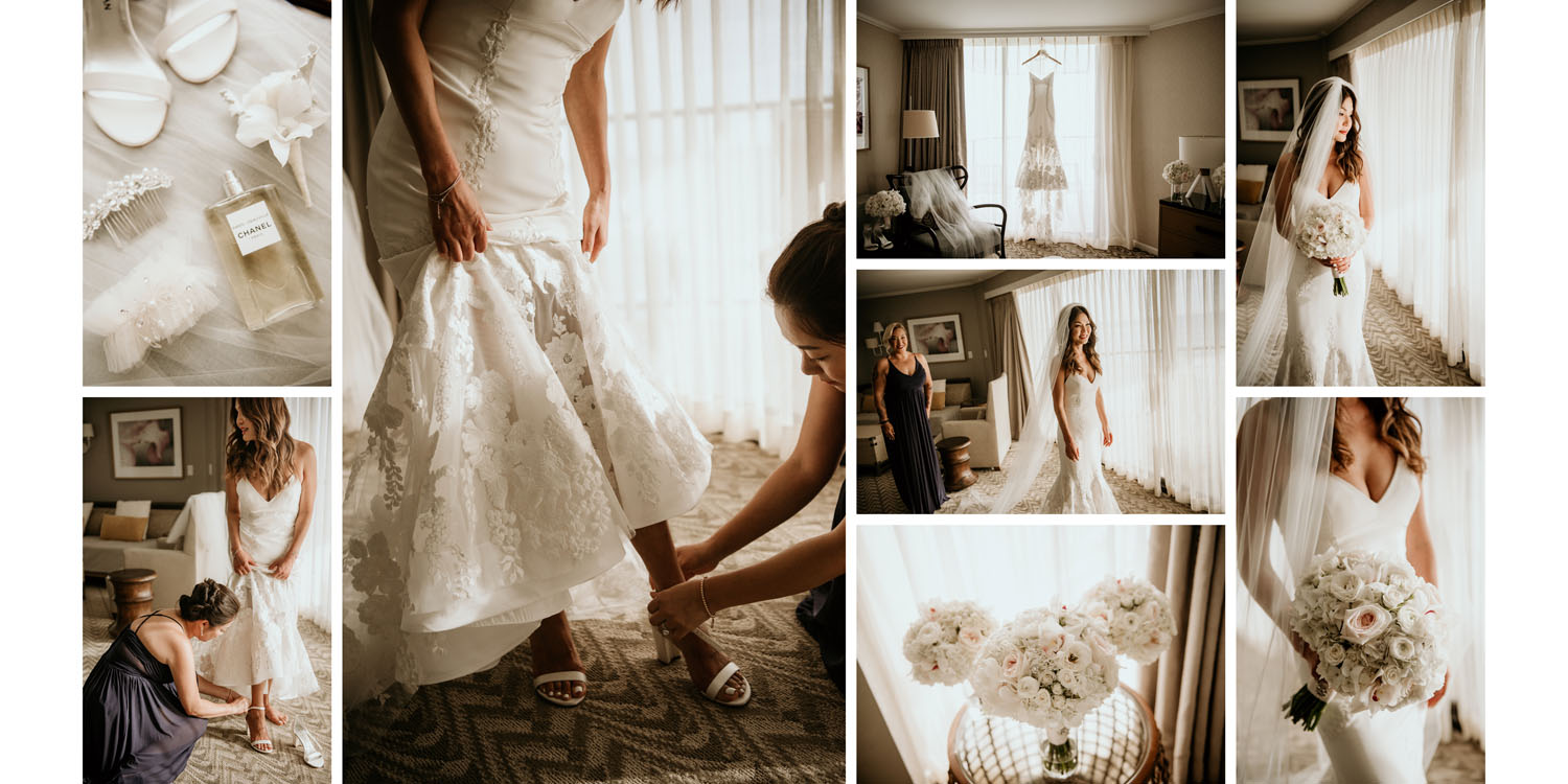 Bride Getting Ready at the Moana Surfrider Hotel