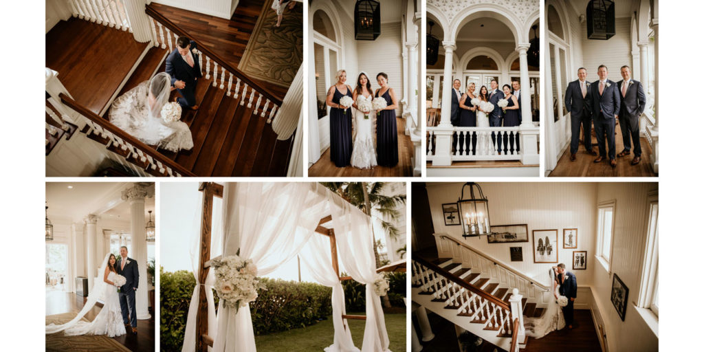 Bridal Party and Bride and Groom Portraits at the Moana Surfrider